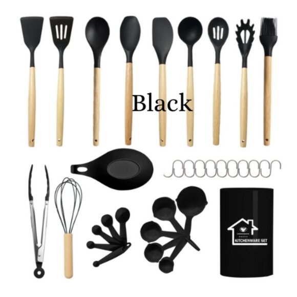 Kitchen Cooking Utensils Set, 33 pcs Non-Stick Silicone Cooking Kitchen Utensils - Picture 2 of 11